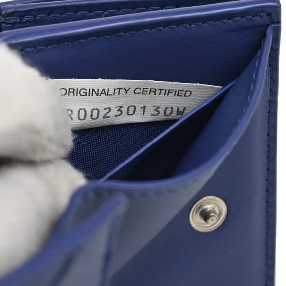 BOTTEGA VENETA INTRECCIATO Trifold Compact Wallet Leather Blue Italy 35KA812 - Picture 16 of 16